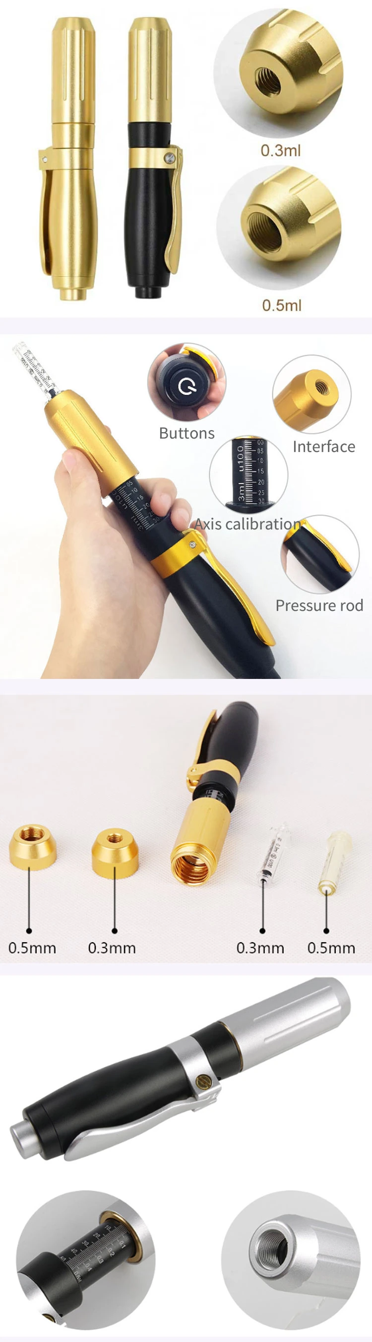 High Pressure 0.5ml Mesotherapy Gun Hyaluronic Acid Injection Pen